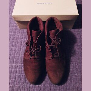 Rockport Suede Bootie, 8.5W, Chocolate Brown